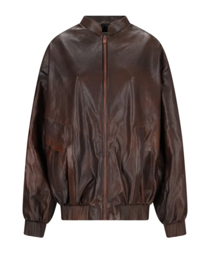 Magda Butrym Leather Zipped Bomber Jacket