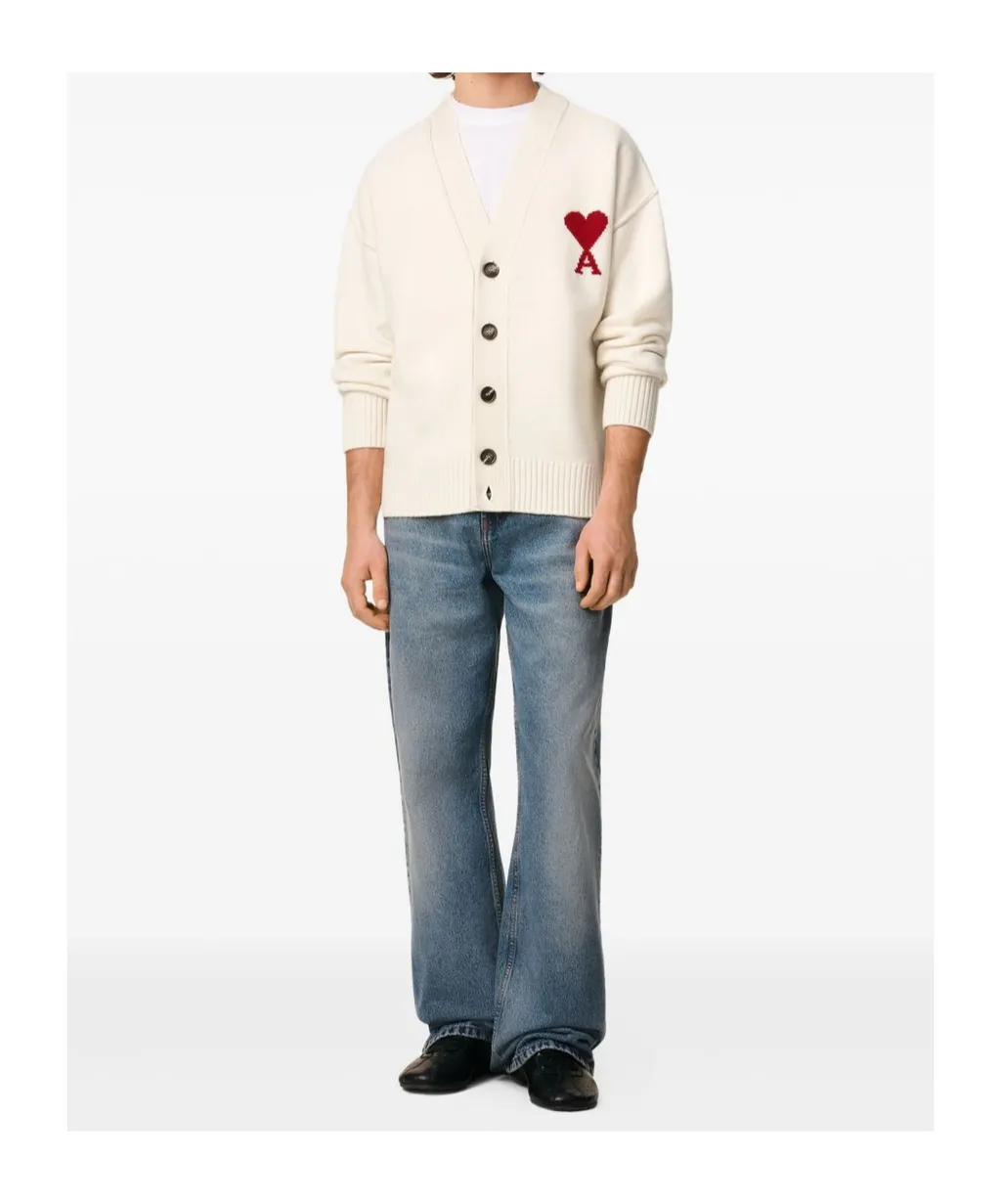 Ami Paris Ami De Coeur Knitted Cardigan