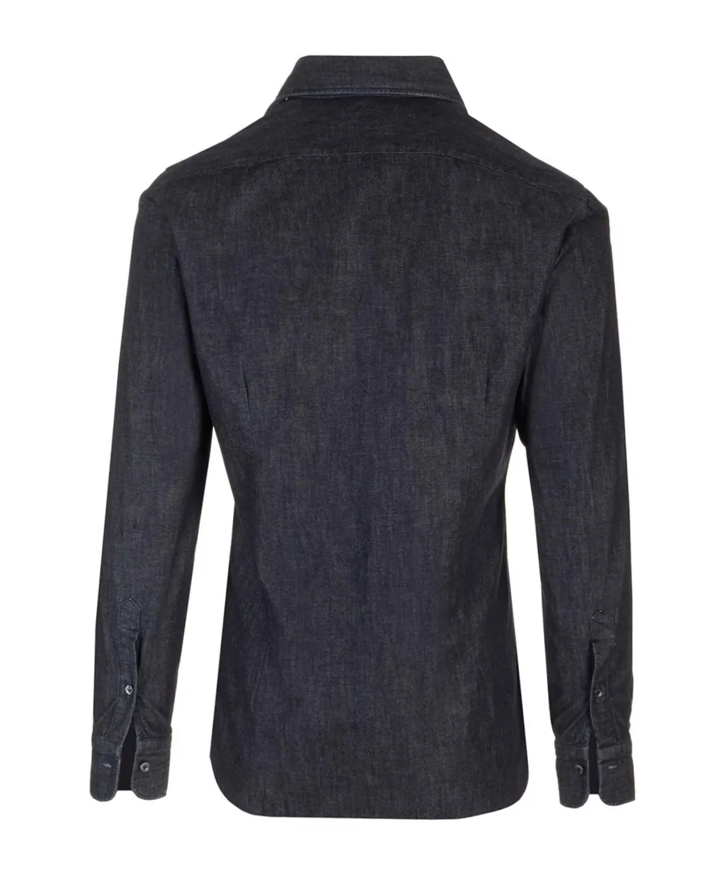 Barba Curved Hem Denim Dandy Shirt
