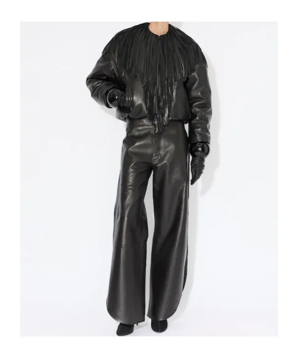 AlaÏA Fringed Leather Bomber Jacket