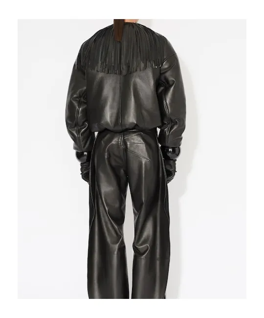 AlaÏA Fringed Leather Bomber Jacket