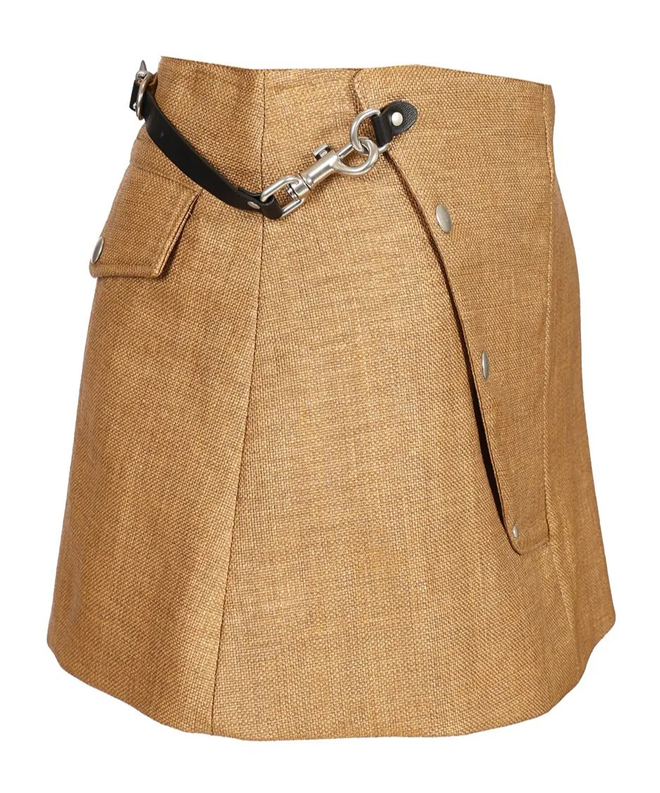 Durazzi Milano Rafia Belted Mini Skirt