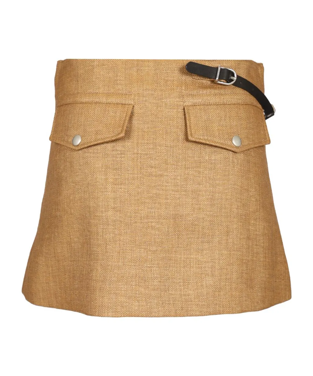 Durazzi Milano Rafia Belted Mini Skirt