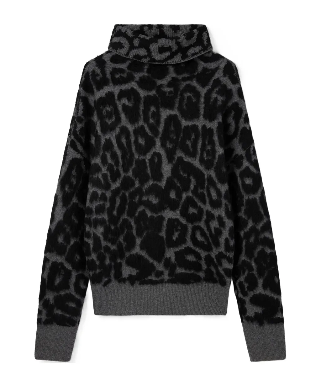 Stella Mccartney Leopard Jacquard Turtleneck Jumper