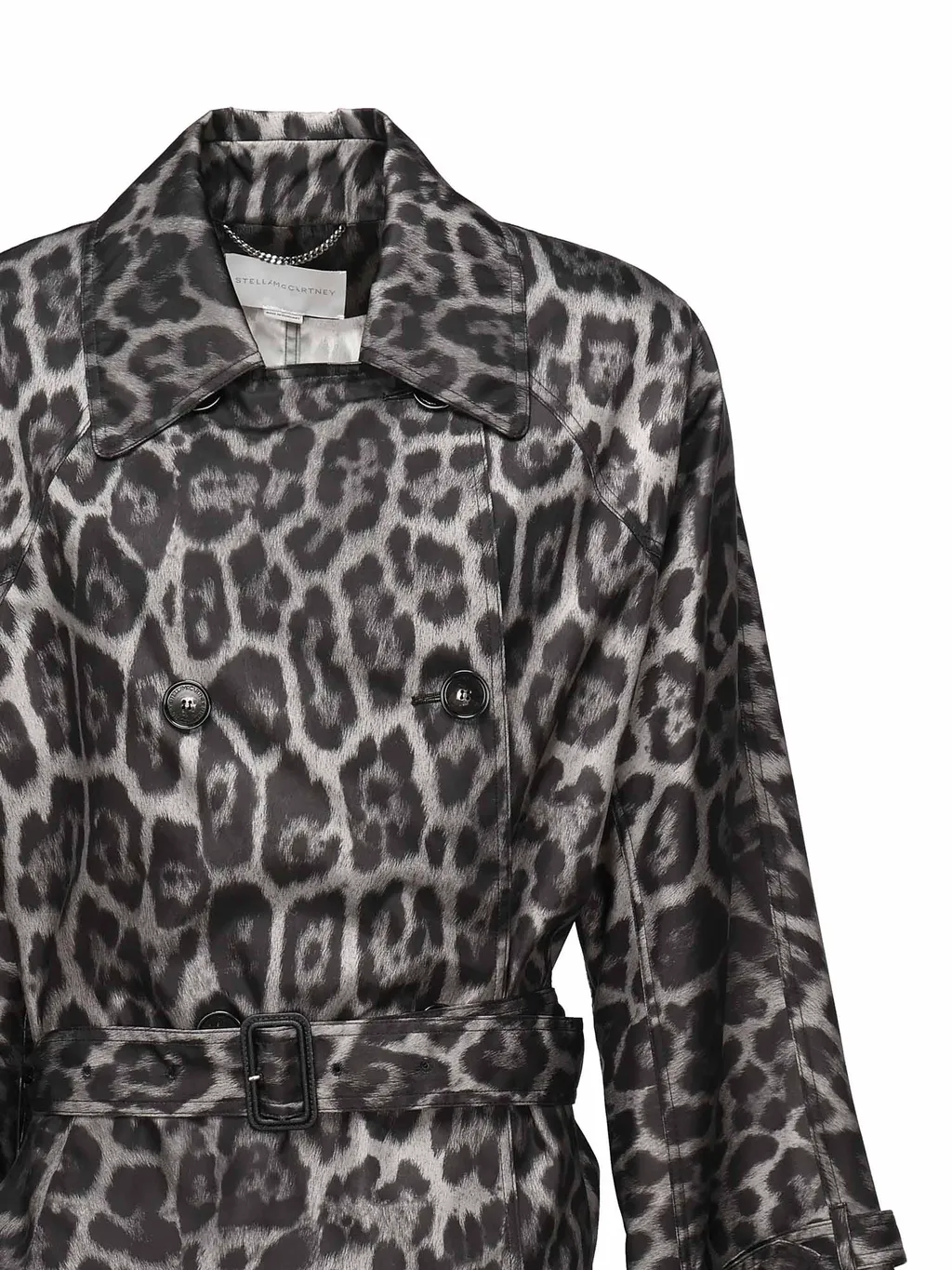 Beltd Trench Coat With Leopard Print