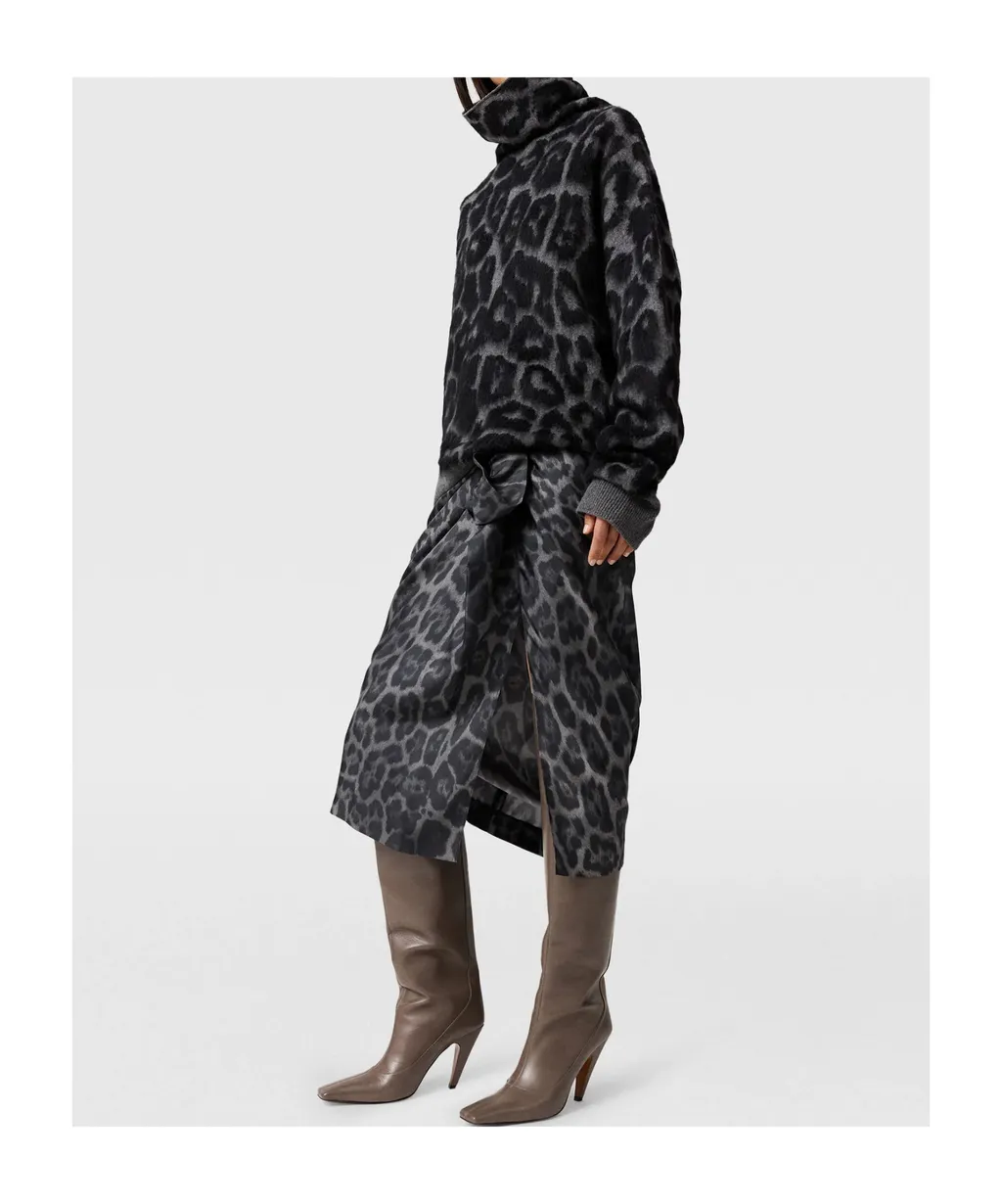 Stella Mccartney Knotted Asymmetric Leopard Midi Skirt
