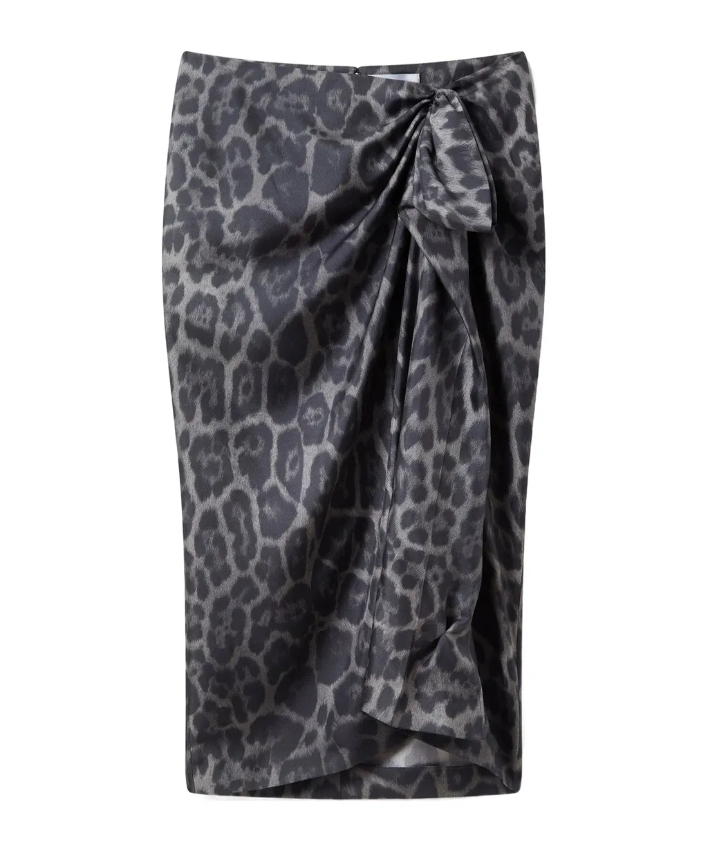Stella Mccartney Knotted Asymmetric Leopard Midi Skirt