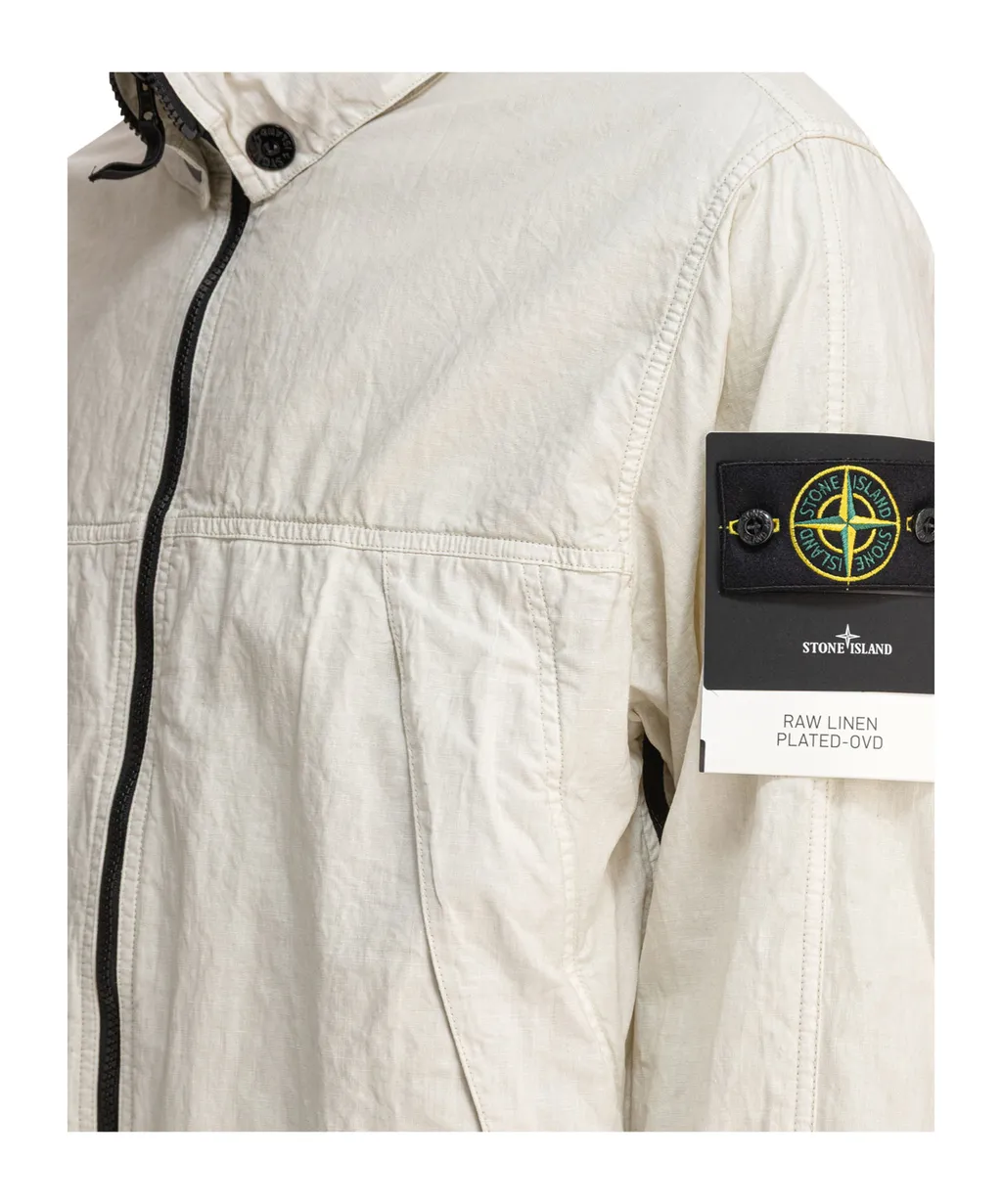 Plated-Ovd Raw-Linen Jacket