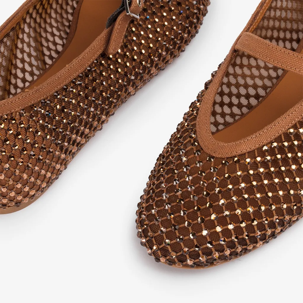 Le Silla Gilda Crystal Mesh Flat Shoes