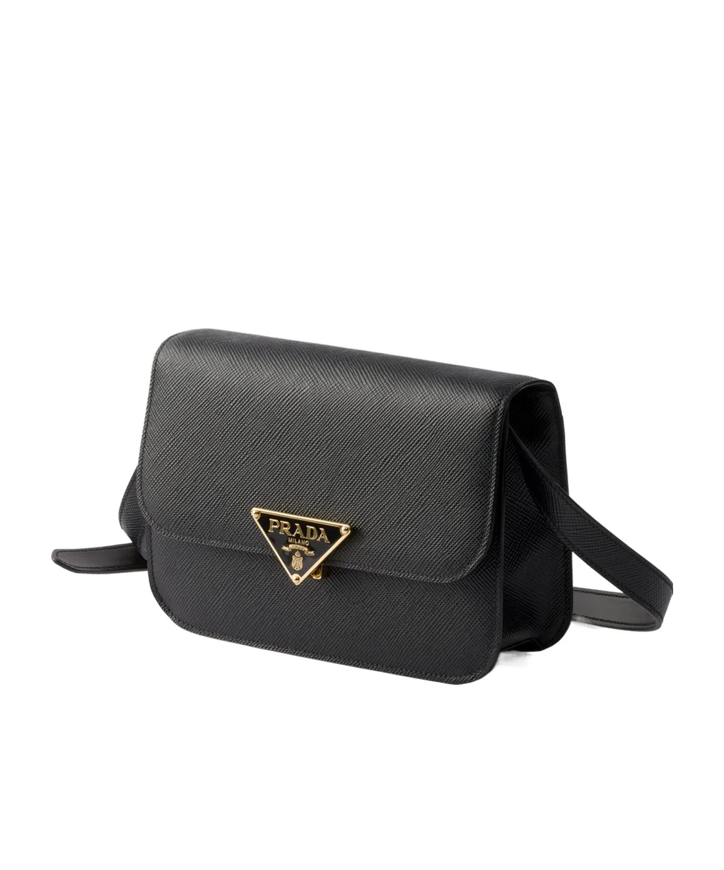 Saffiano Leather Flap Shoulder Bag