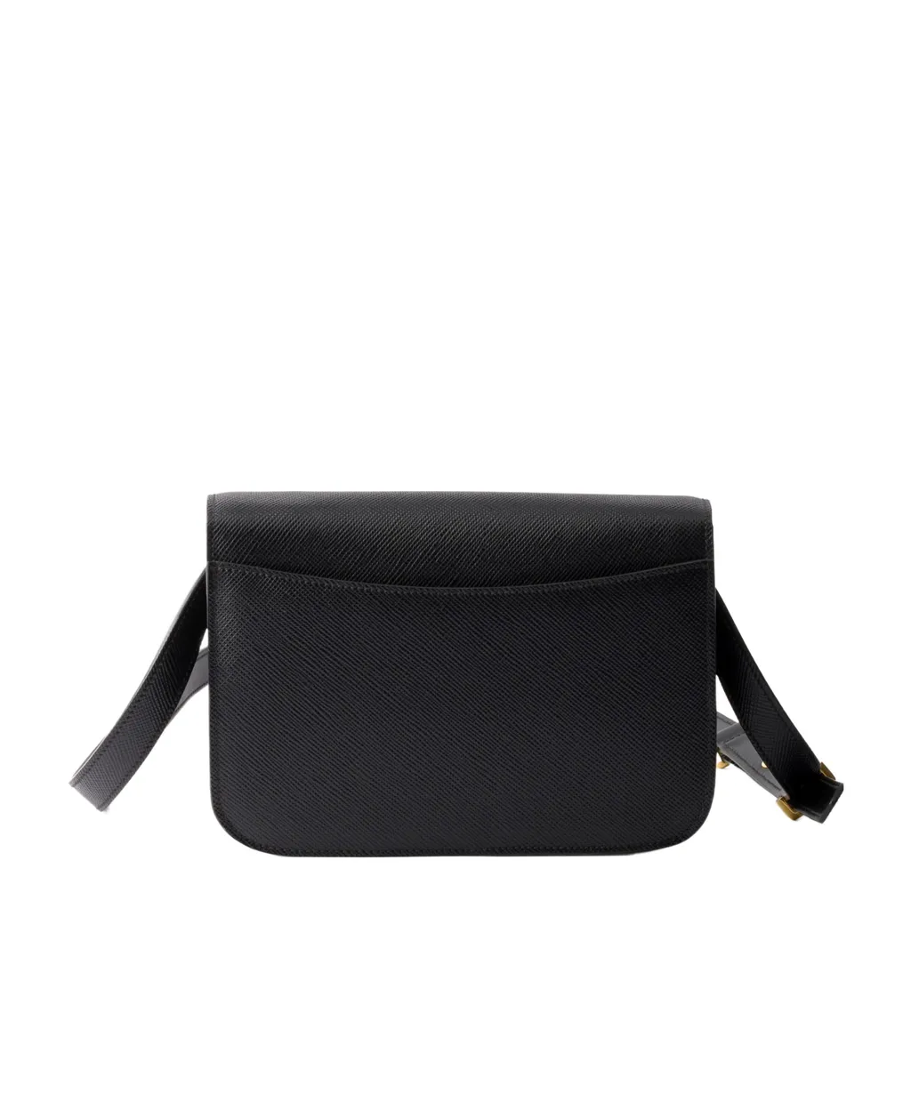 Saffiano Leather Flap Shoulder Bag