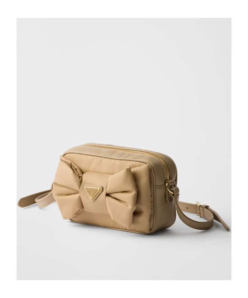Mini Re-Nylon And Nappa Leather Shoulder Bag With Bow
