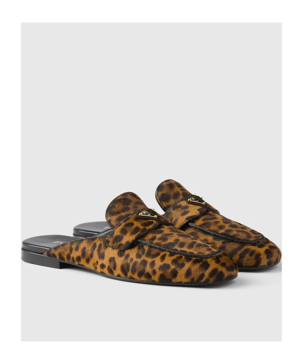 Leopard-Print Leather Mules