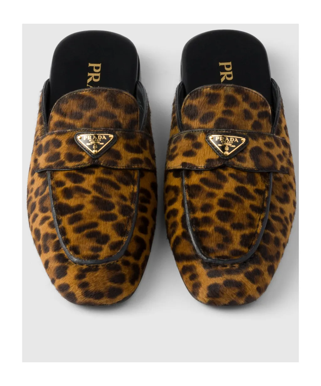 Leopard-Print Leather Mules