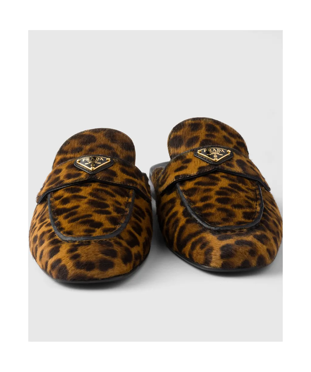 Leopard-Print Leather Mules