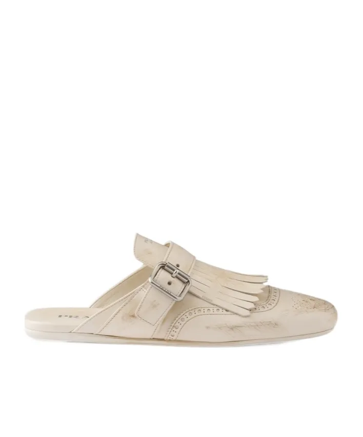 Prada Fringe-Detailed Slip-On Mules