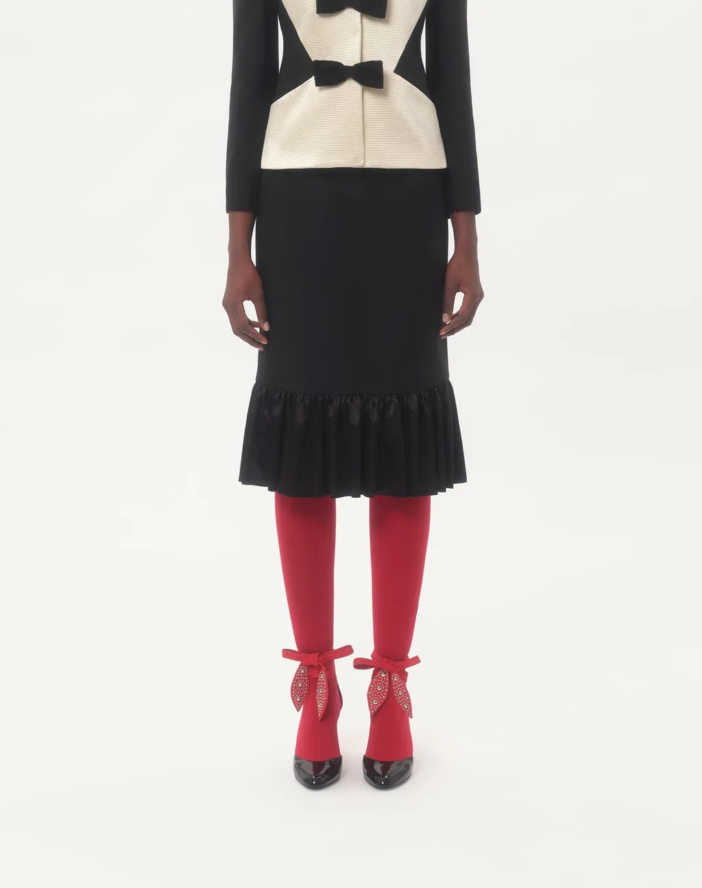 Valentino	Bow Detailed Ruffled Hem Skirt