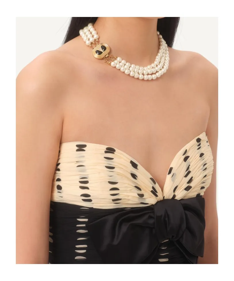 Ovalette Necklace In Metal, Enamel, Pearls And Swarovski® Crystals