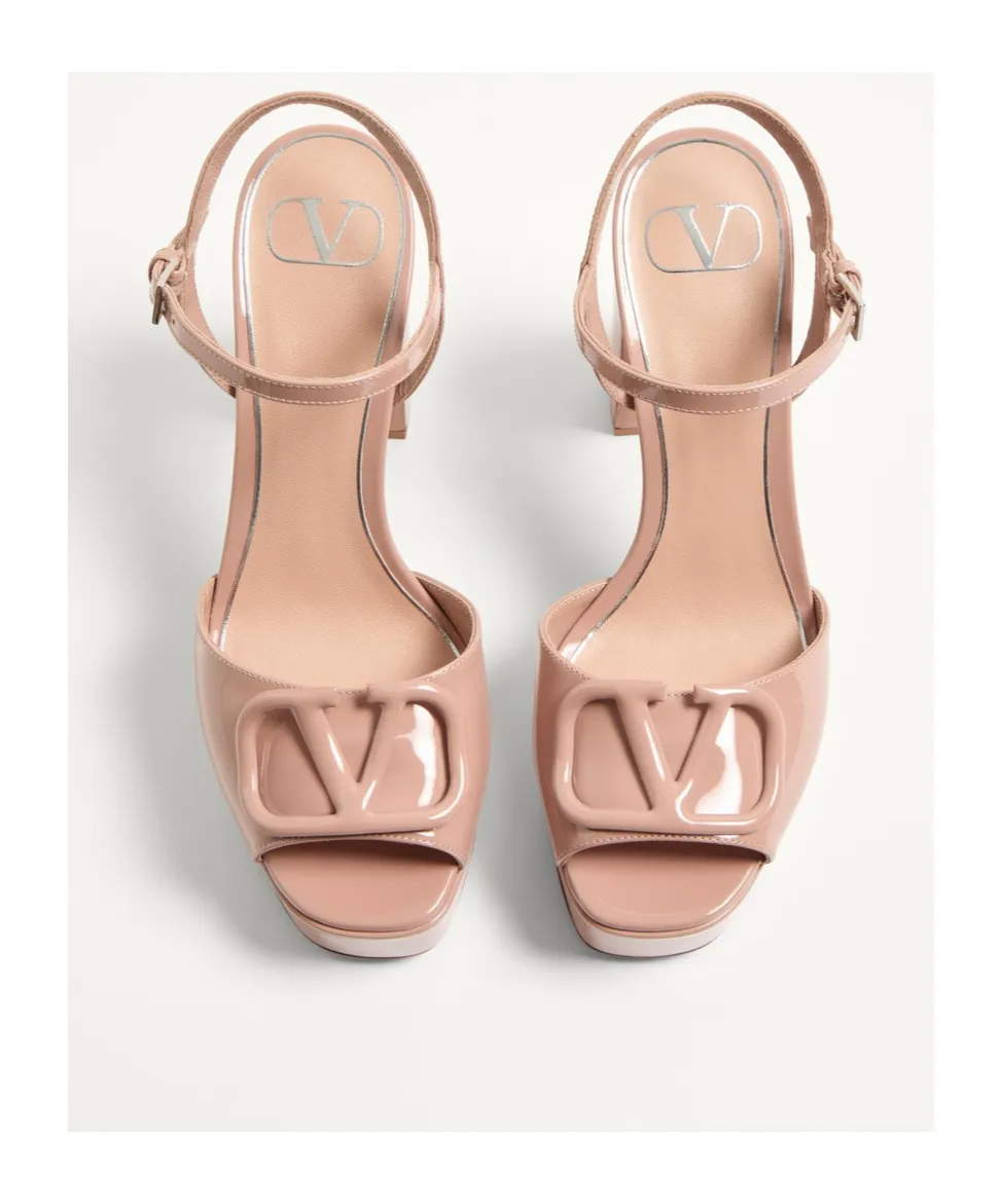 Vlogo Signature Patent Leather Platform Sandal 115Mm