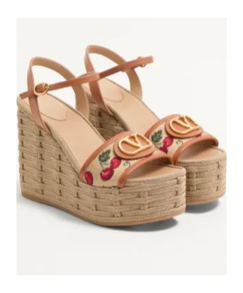 Valentino Vlogo Signature Cherryfic-Printed Open Toe Sandals
