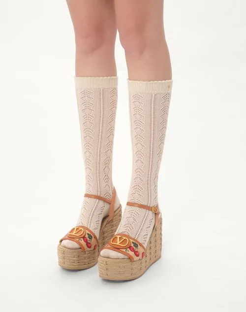 Valentino Vlogo Signature Cherryfic-Printed Open Toe Sandals
