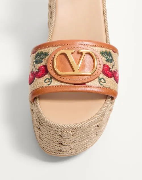 Valentino Vlogo Signature Cherryfic-Printed Open Toe Sandals