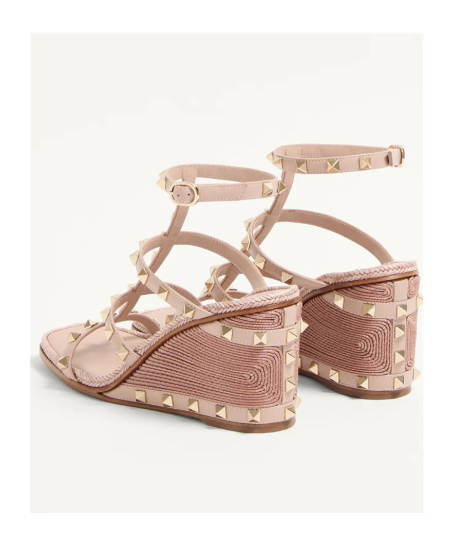 Valentino Rockstud Wedge Sandals
