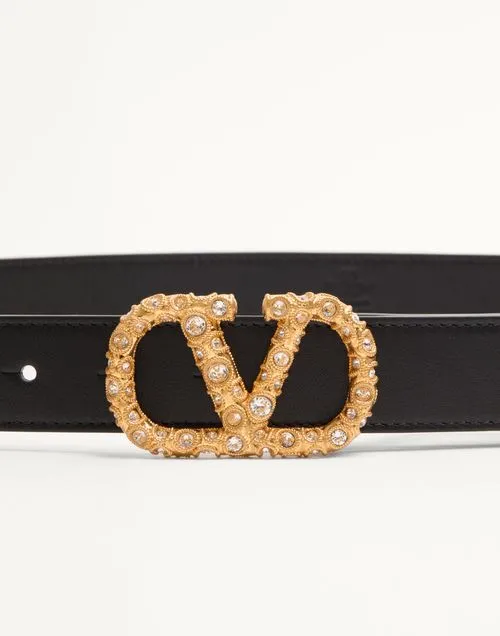 Valentino Garavani Embellished Vlogo Buckle Belt
