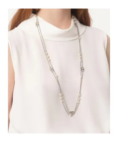 Vlogo Signature Metal Necklace With Swarovski® Pearls