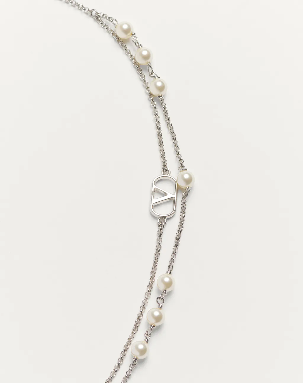 Vlogo Signature Metal Necklace With Swarovski® Pearls