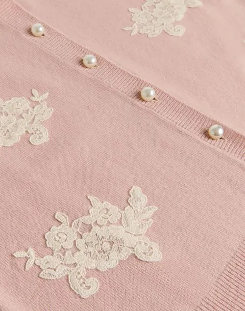 Embroidered Cardigan With Lace Inserts