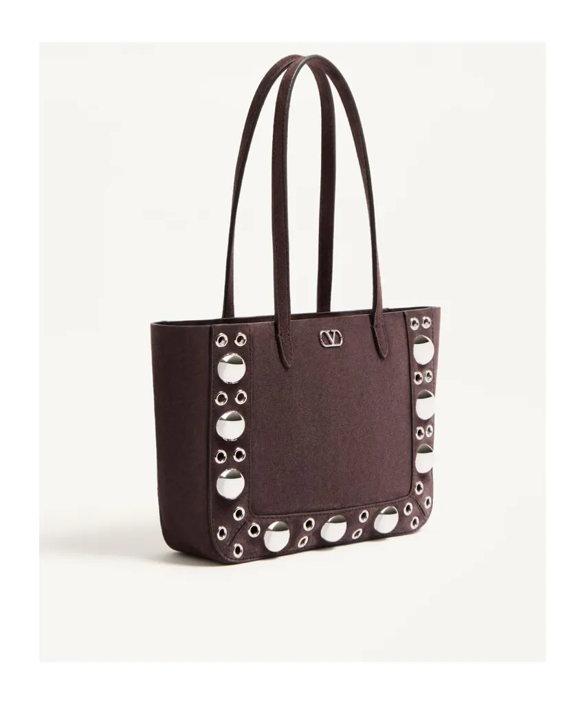 Valentino Vlogo Plaque Eyelet Detailed Tote Bag