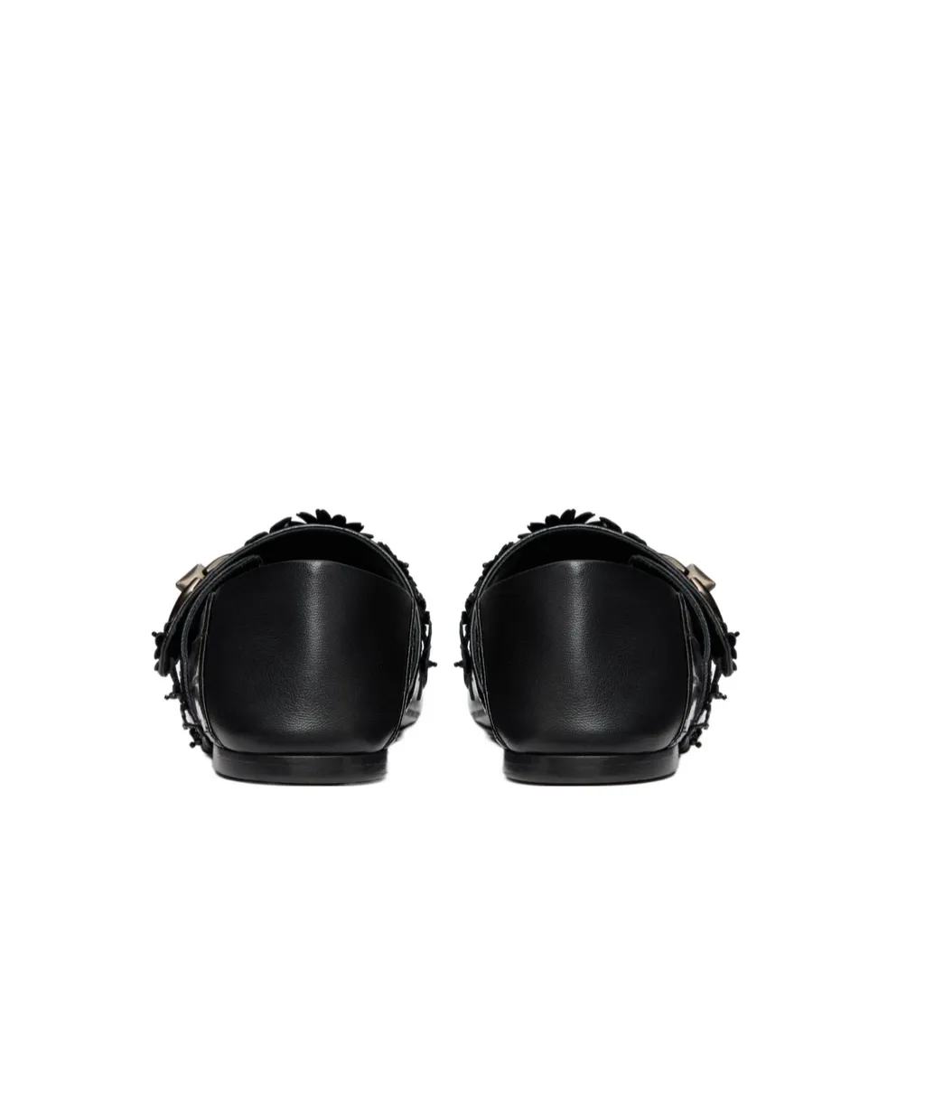 Valentino Garavani Floral-Appliqué Buckle-Fastened Ballerinas