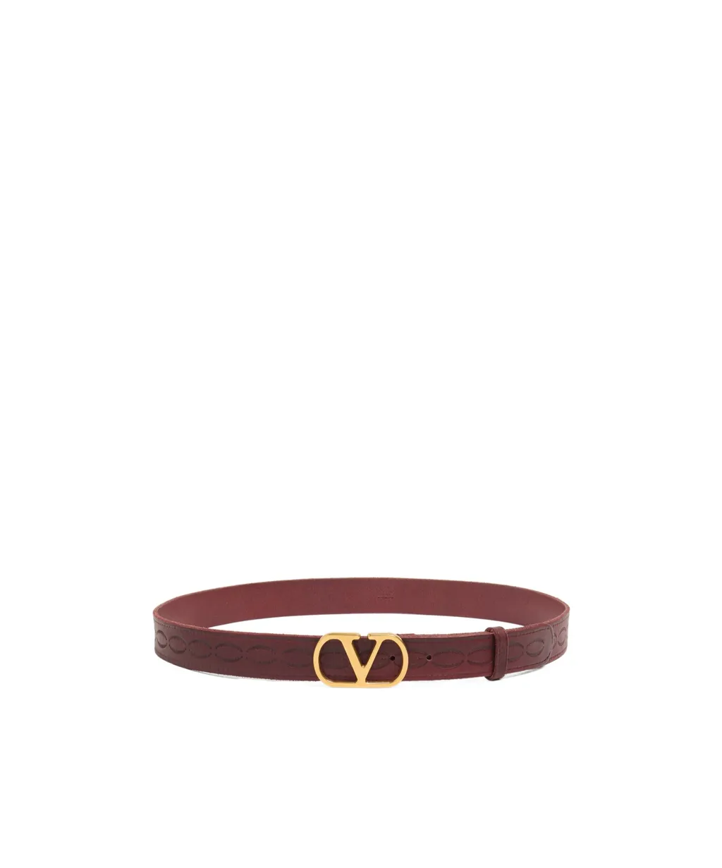 Logo-Buckle Leather Belt