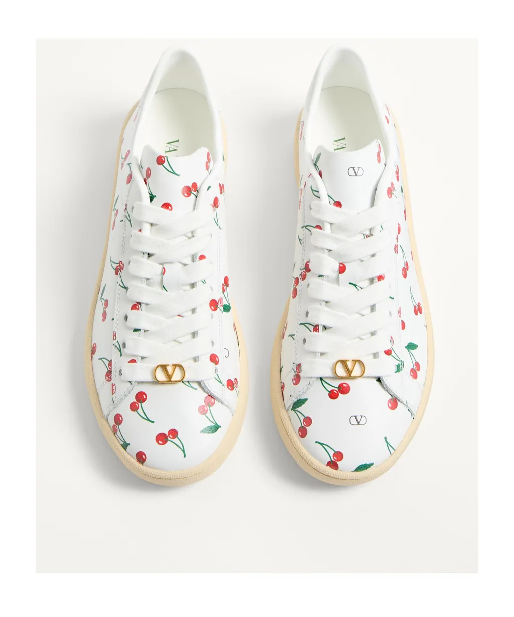Valentino	Royco Cherryfic-Printed Lace-Up Sneakers