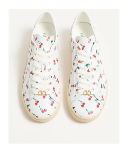 Valentino Royco Cherry Printed Lace-Up Sneakers