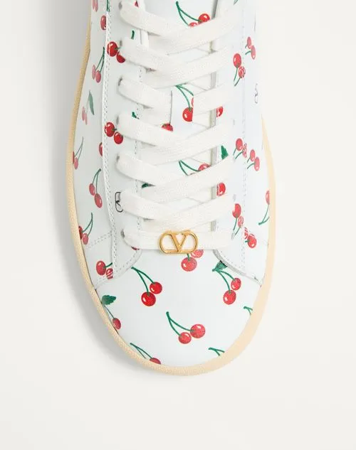 Valentino Royco Cherry Printed Lace-Up Sneakers