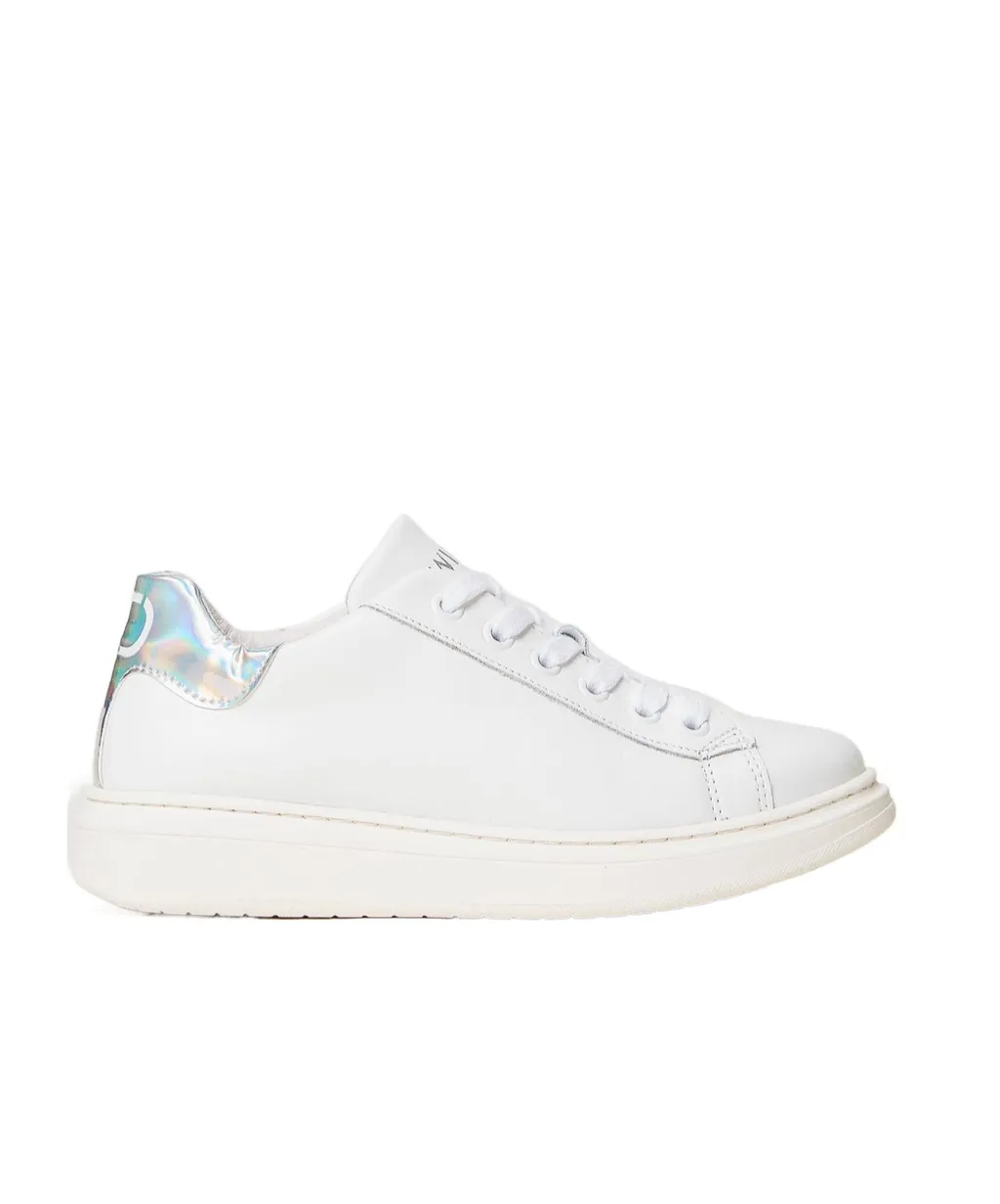 Iridescent-Detail Leather Sneakers
