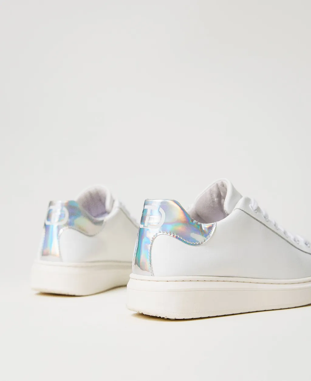 Iridescent-Detail Leather Sneakers