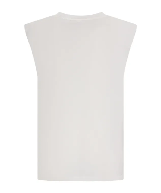 Padded-Shoulder Cotton Top