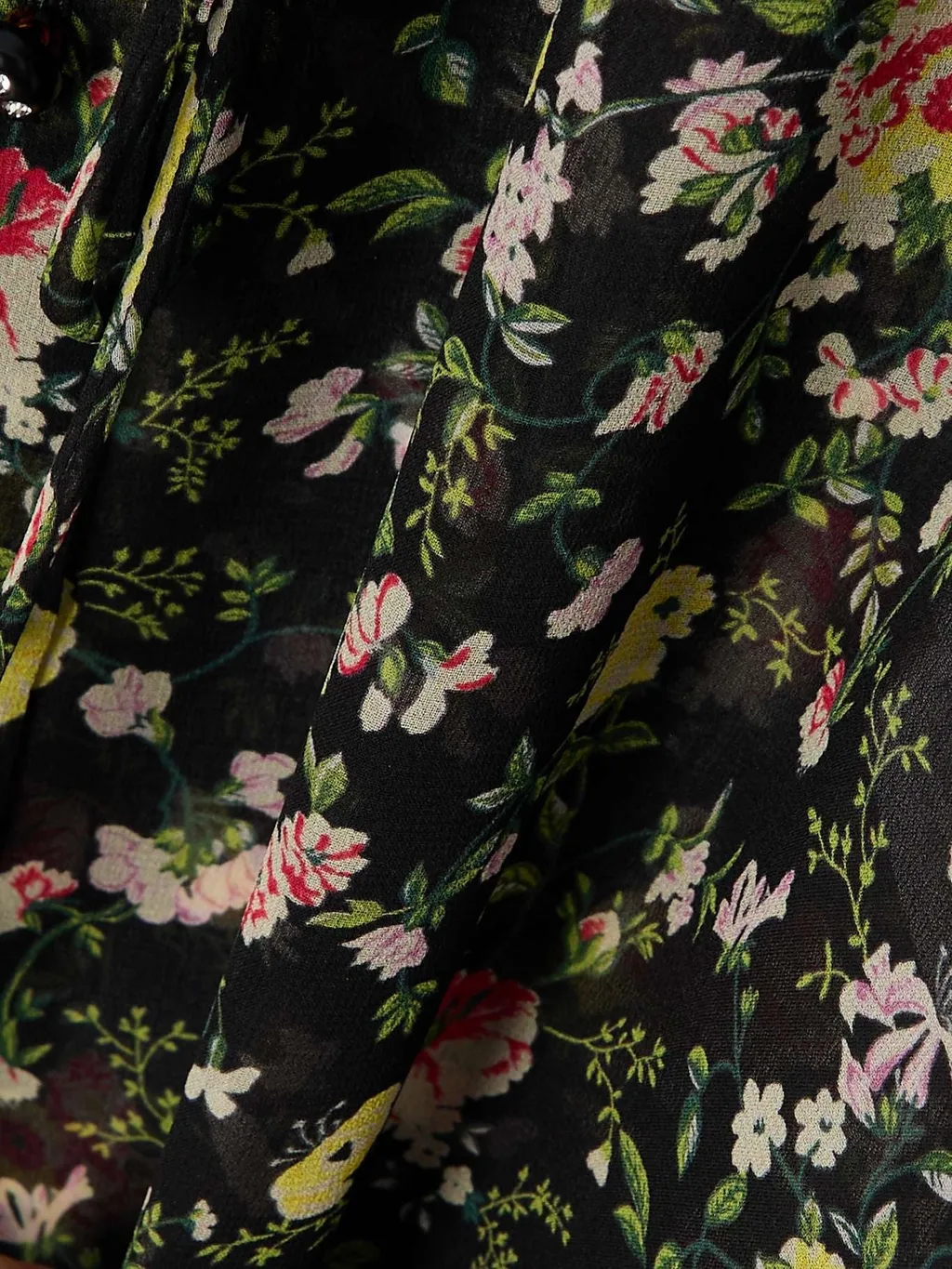 Ruffled Printed Silk Shirt