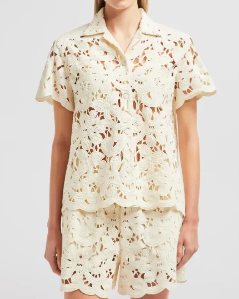 Floral Macramé Short Sleeve Shirt