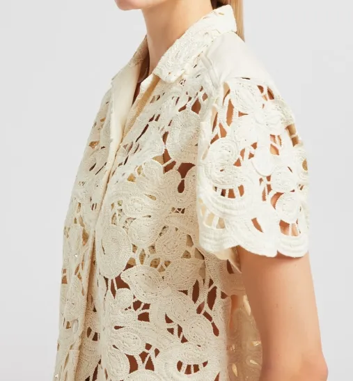 Floral Macramé Short Sleeve Shirt