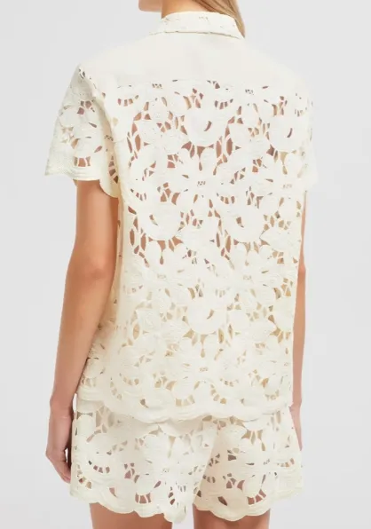 Floral Macramé Short Sleeve Shirt