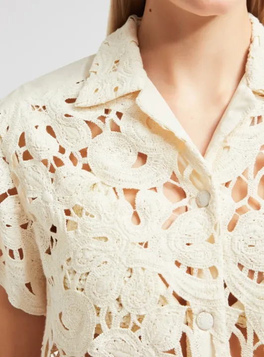 Floral Macramé Short Sleeve Shirt
