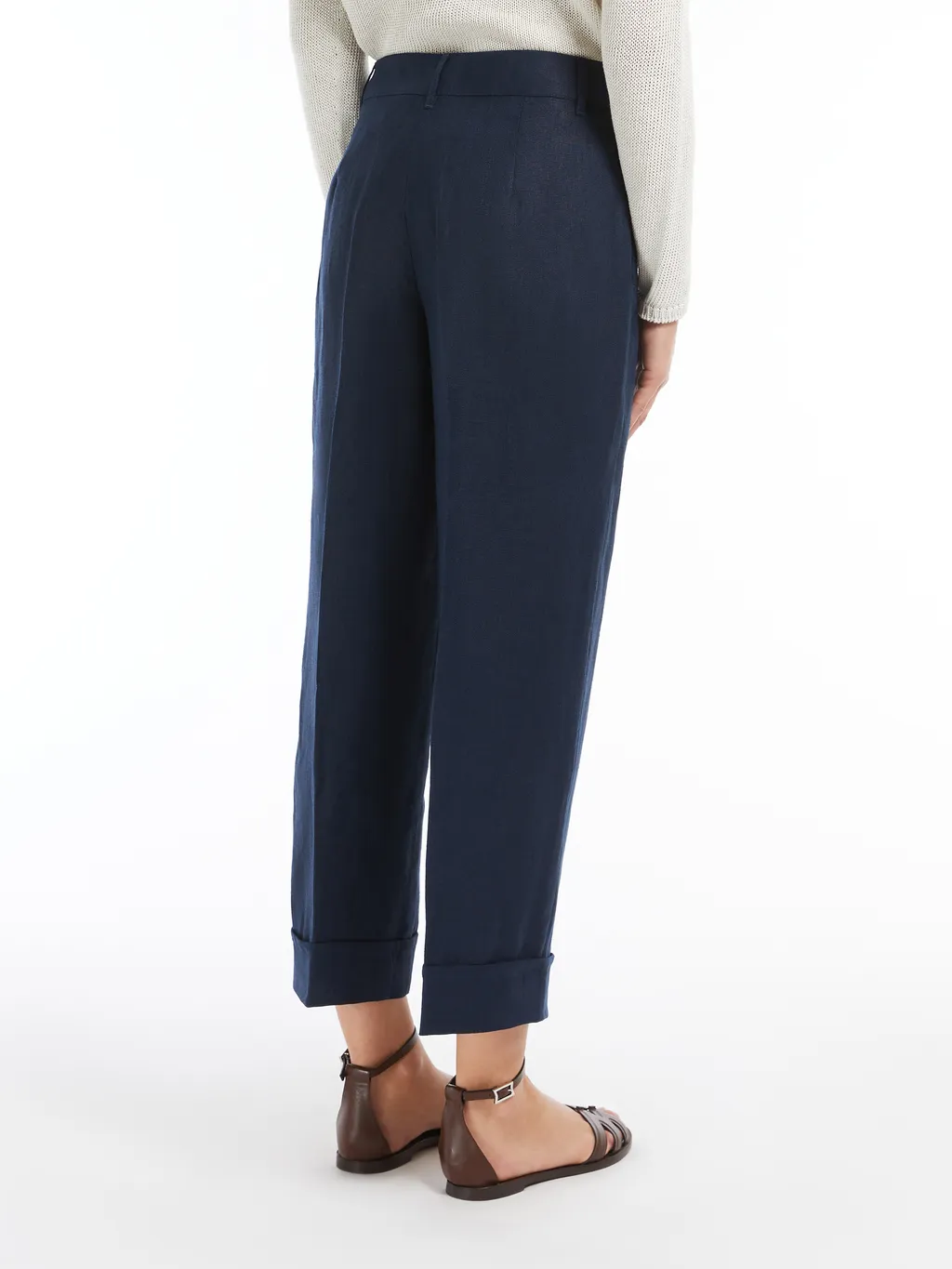 Straight-Fit Linen Canvas Trousers