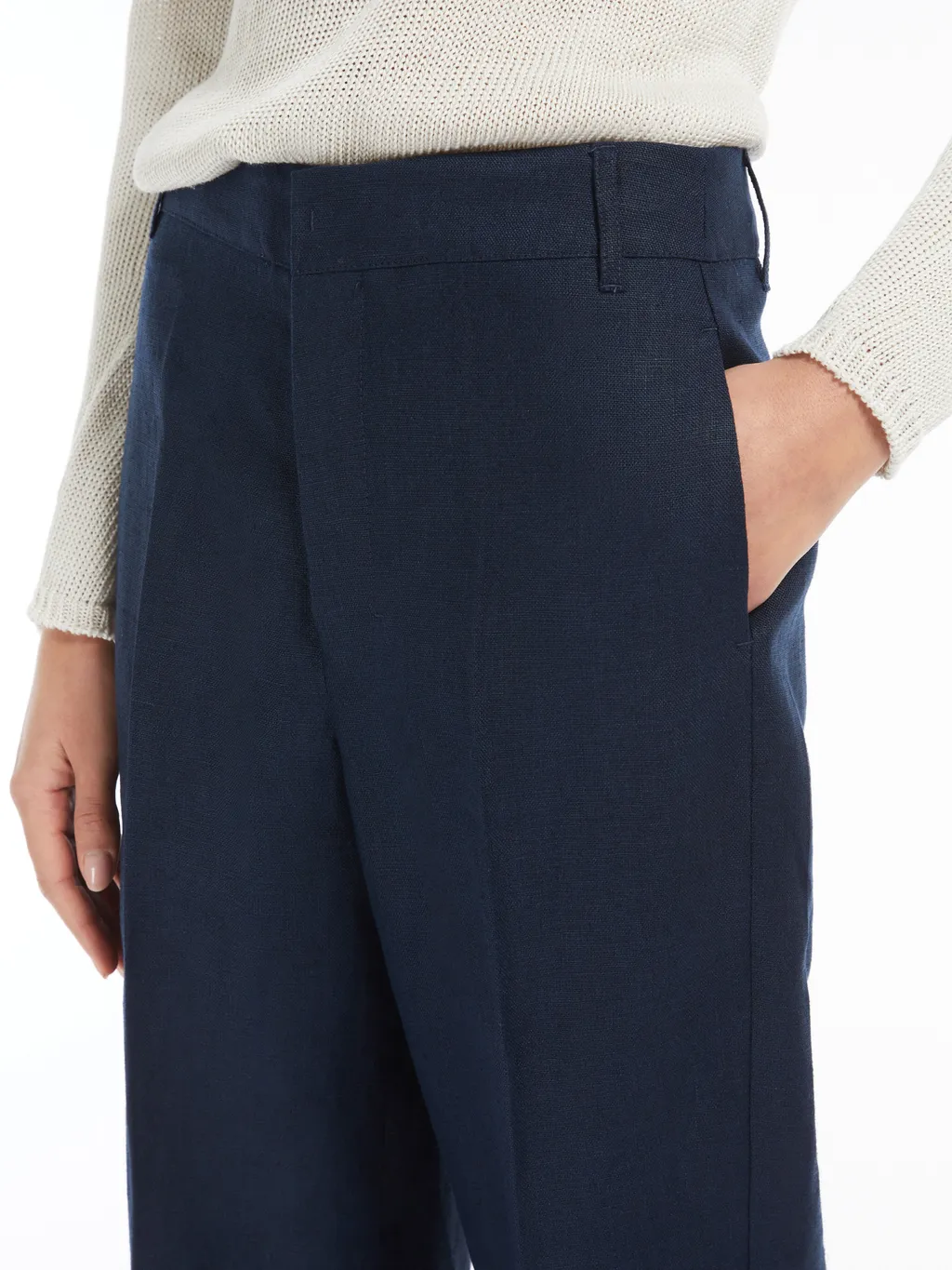Straight-Fit Linen Canvas Trousers