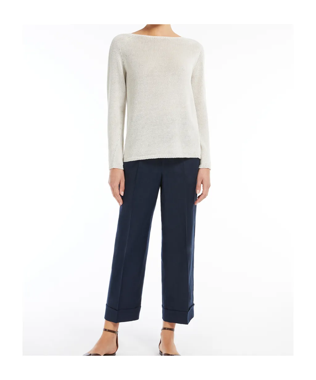 Straight-Fit Linen Canvas Trousers