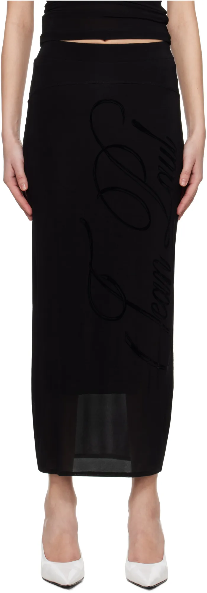 Jean Paul Gaultier Mesh Tattoo Midi Skirt