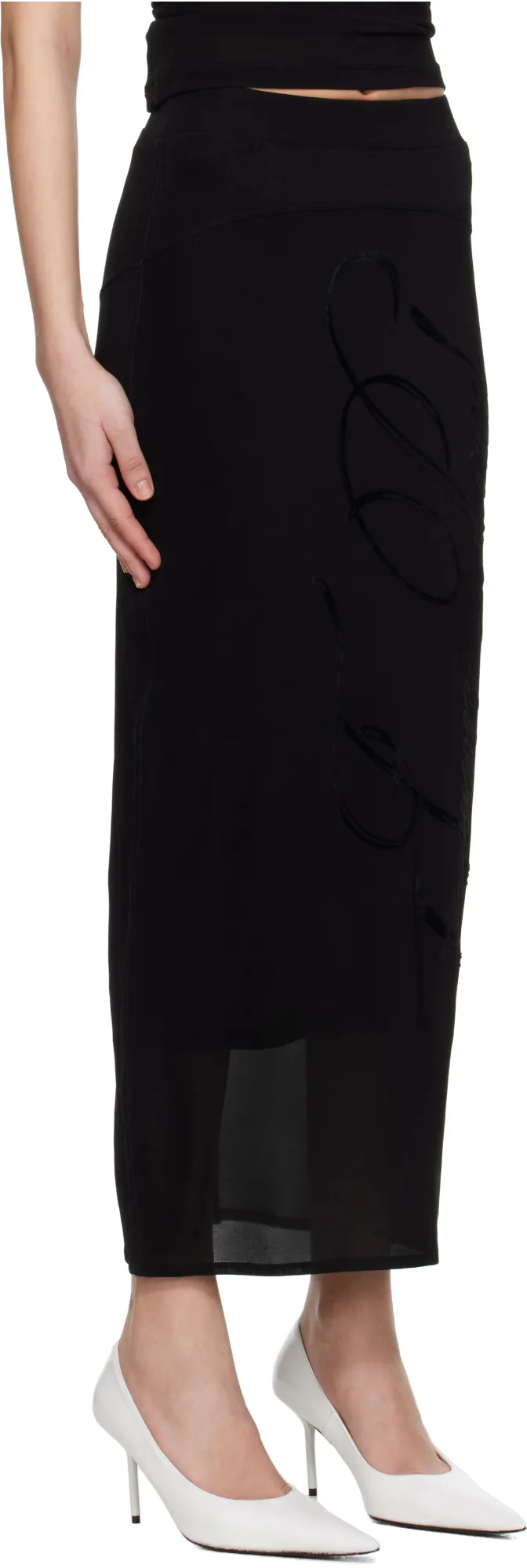Jean Paul Gaultier Mesh Tattoo Midi Skirt